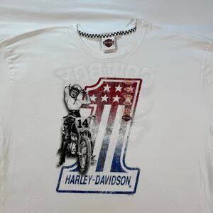 Harley Davidson Austin Texas Biker Girl White Shirt Size XXL 2014 Made in USA